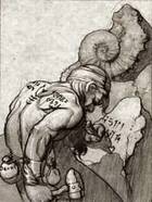 Eirik carving a spell of protection Eirik carving a spell of protection